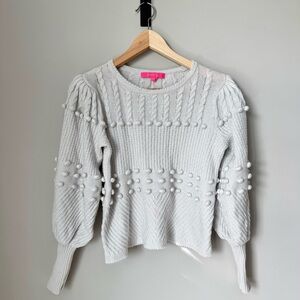 Lilly Pulitzer Cropped Gray Pom Pom Knit Sweater